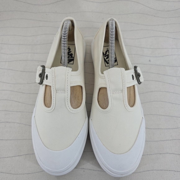 Vans Womens Style 93 Mary Jane Beige Linen Canvas Buckle Shoes Chunky Size 8.5 - Picture 3 of 12